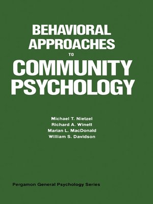 cover image of Behavioral Approaches to Community Psychology
